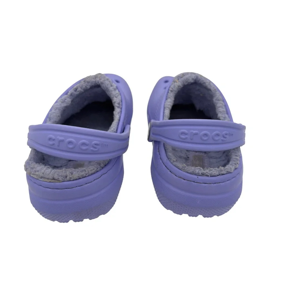Crocs Kids Classic Lined Clogs Purple Fleece Warm Comfort Shoes C9‎